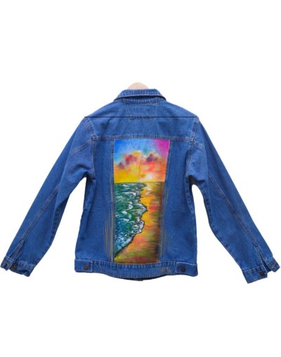 Chaqueta clásica larga diseño paisaje amarillo