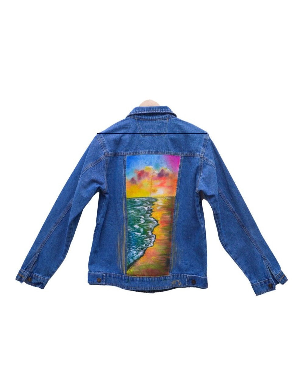 Chaqueta clásica larga diseño paisaje amarillo