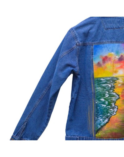 Chaqueta clásica larga diseño paisaje amarillo