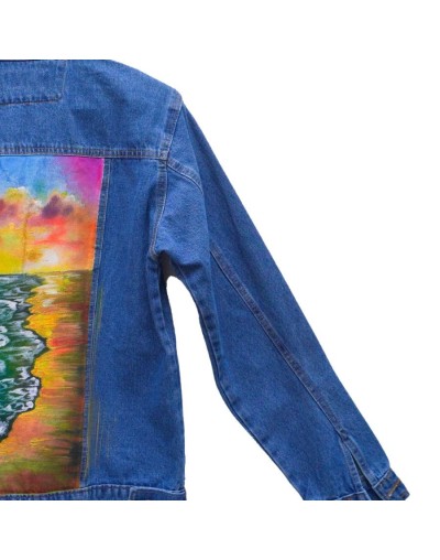 Chaqueta clásica larga diseño paisaje amarillo