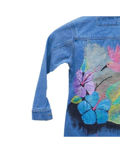 Chaqueta tipo gaban niña diseño gaban colibrí