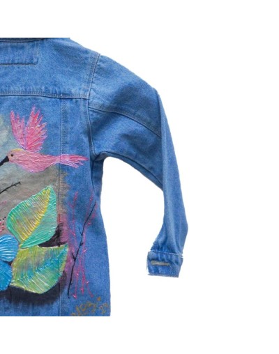 Chaqueta tipo gaban niña diseño gaban colibrí