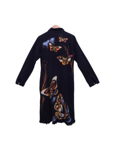 Chaqueta tipo gabardina diseño mariposas grandes oxidadas
