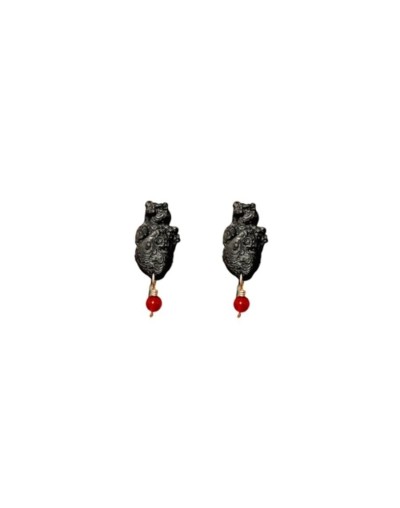 Aretes de corazón anatomico pin de plata