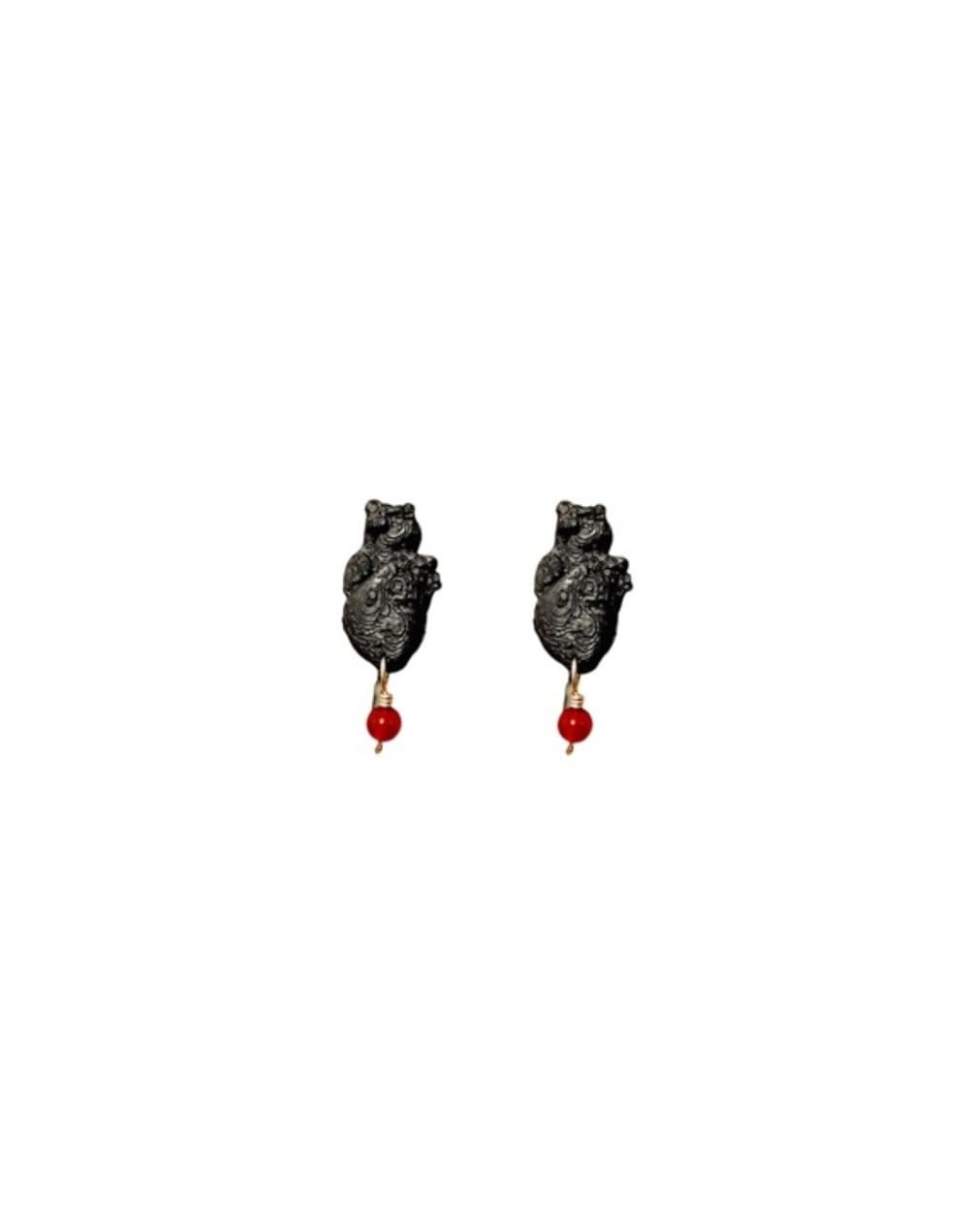 Aretes de corazón anatomico pin de plata