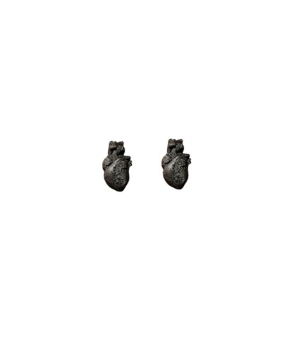 Aretes de corazón anatomico pin de plata
