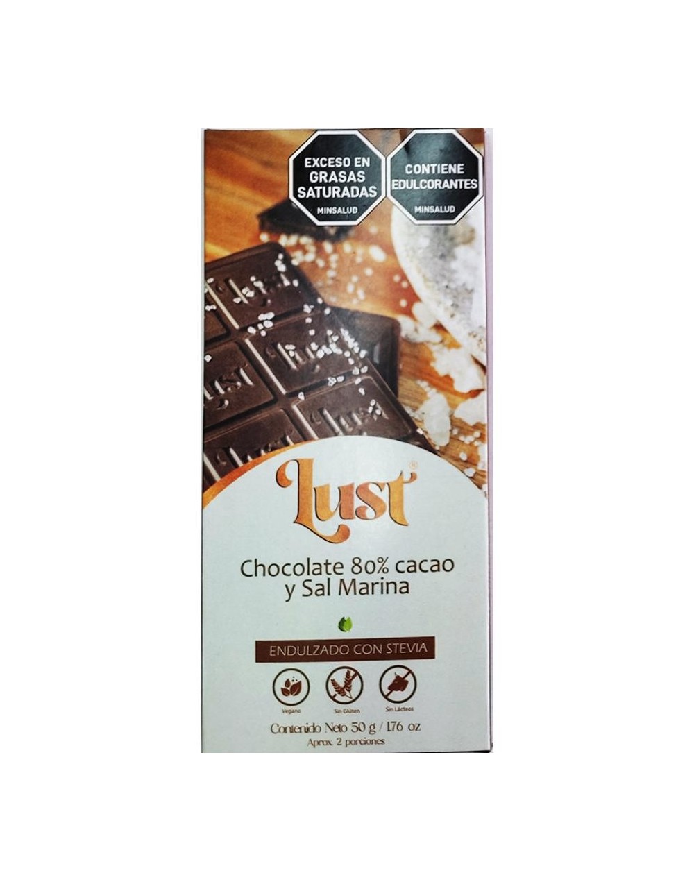 Chocolate 80% sin azúcar con sal marina