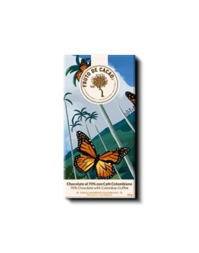 Barra de chocolate al 70% con café 80g