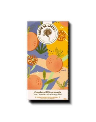 Barra de chocolate al 70% con naranja 80g