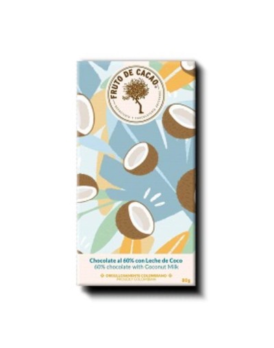 Barra de chocolate al 60% con leche de coco 80g