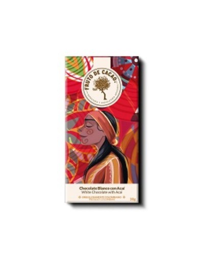 Barra de chocolate blanco con acai 80g