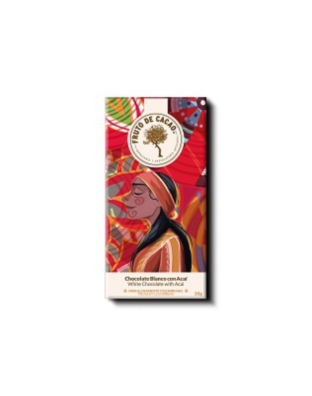 Barra de chocolate blanco con acai 80g