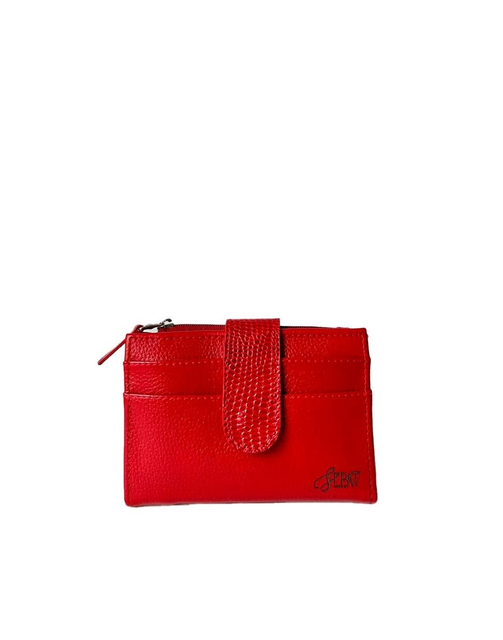 Billetera de cuero dama broche roja