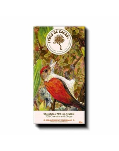 Barra de chocolate al 70% con jengibre 80g