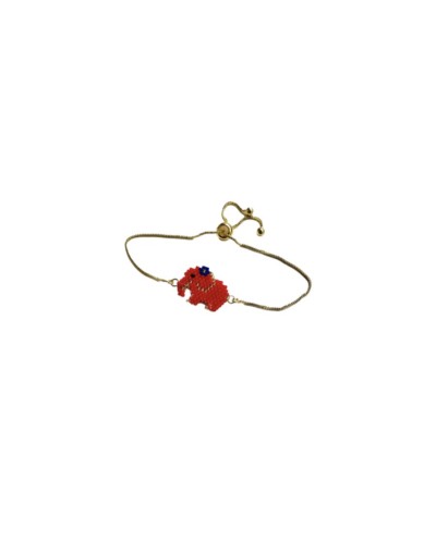 Brazalete en rodio diseño elefante rojo