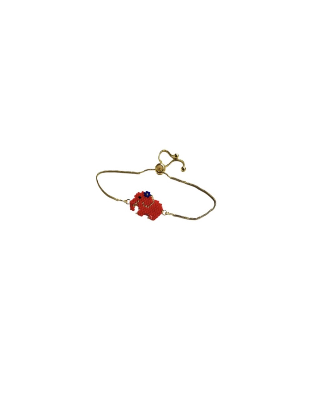 Brazalete en rodio diseño elefante rojo