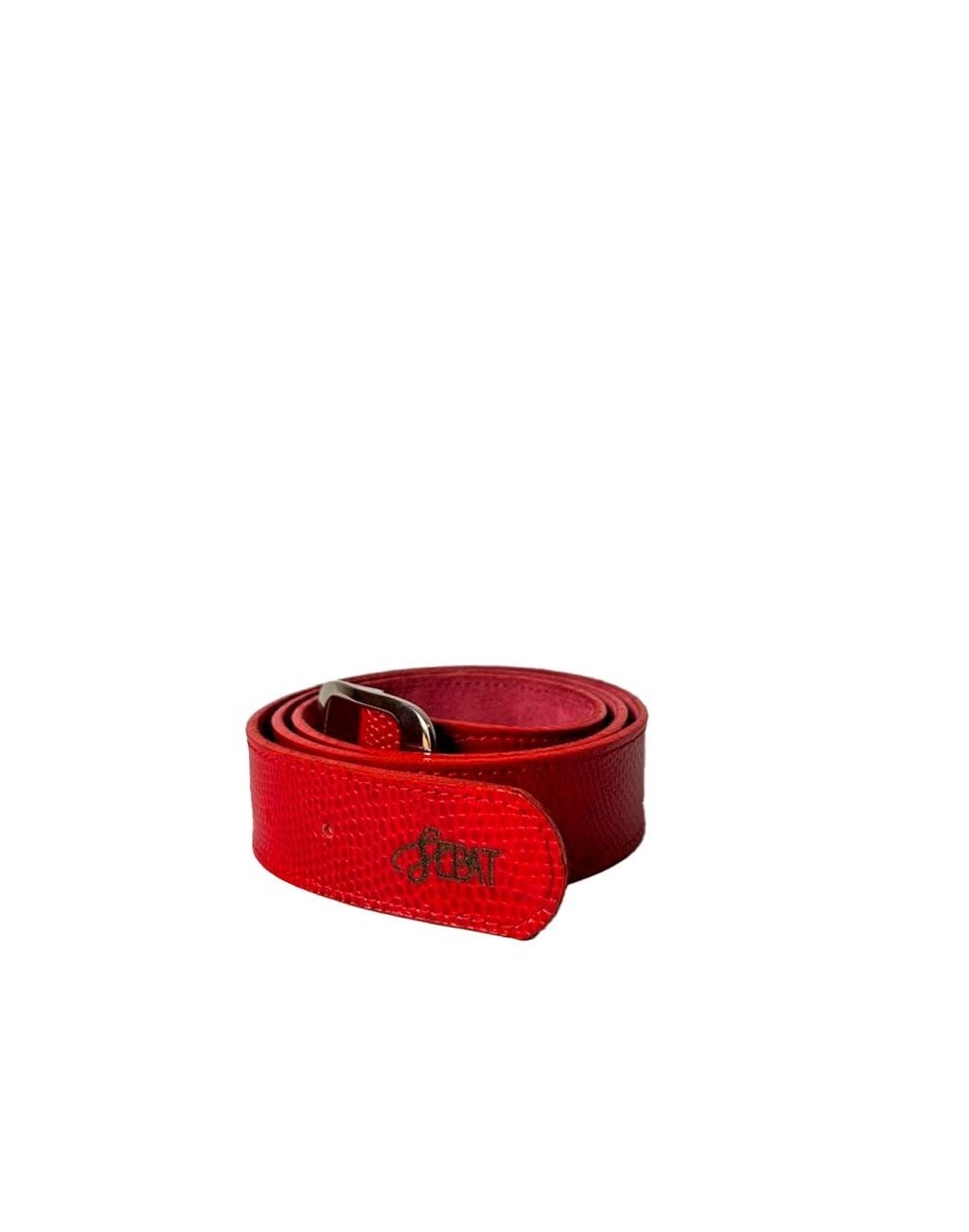 Cinturón rojo de cuero texturizado
