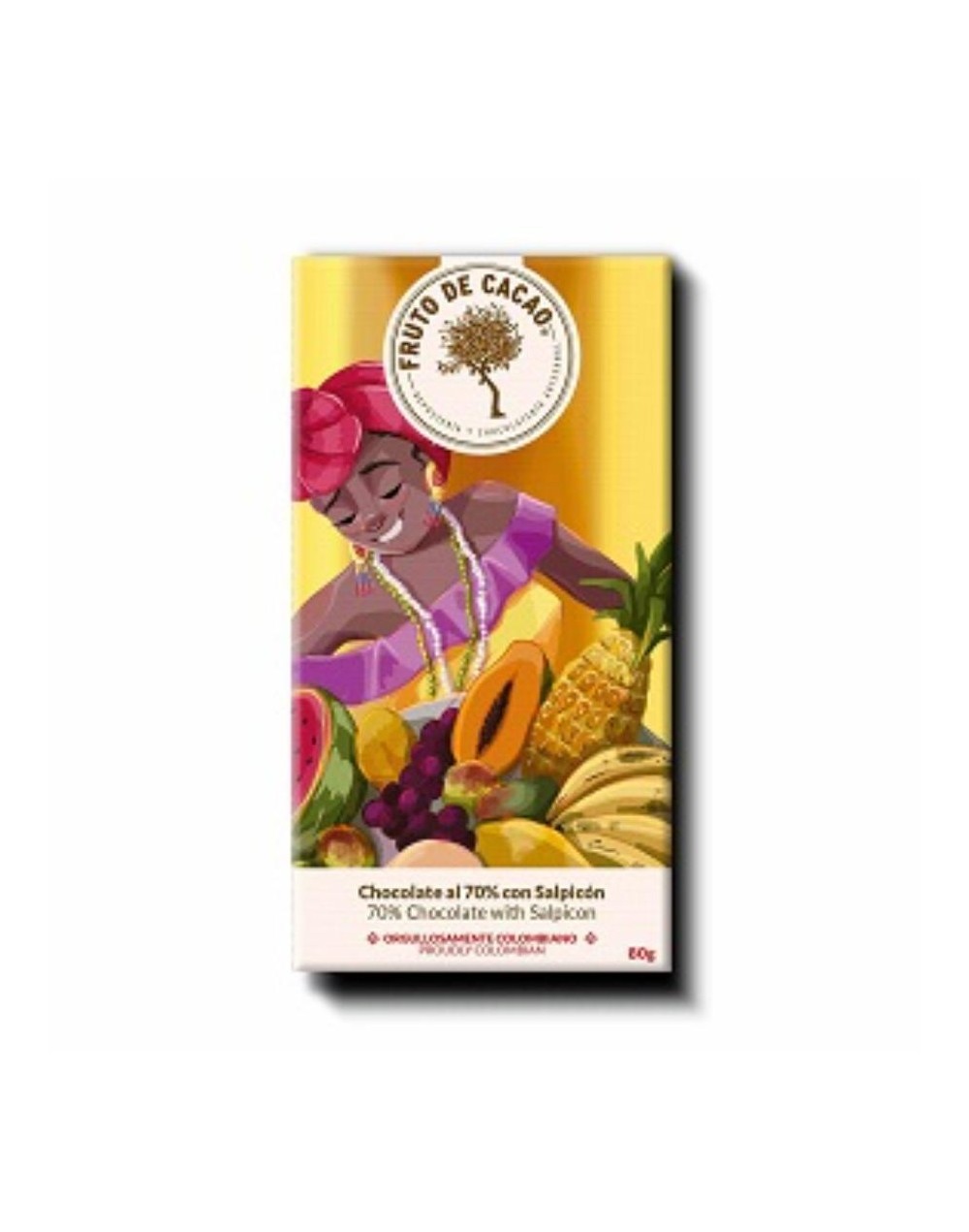 Barra de chocolate al 70% con salpicón 80g