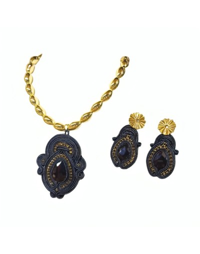Conjunto soutache noche dorada