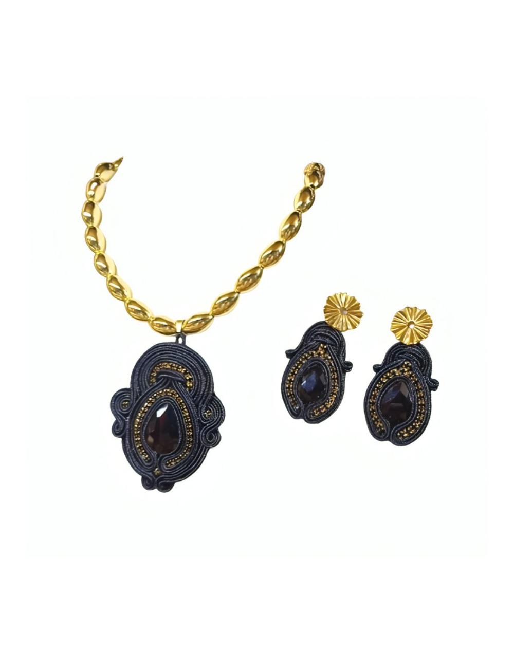 Conjunto soutache noche dorada