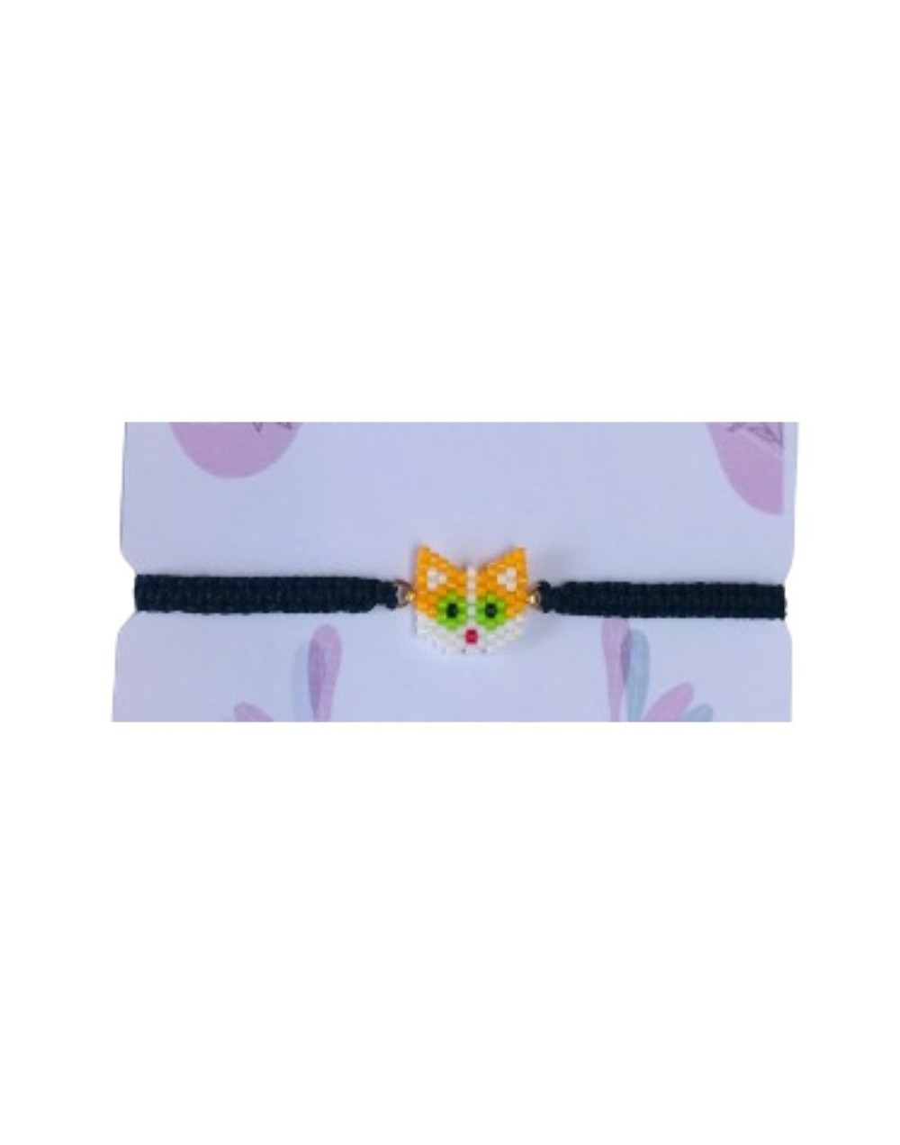 Pulsera en miyuki gato blanco con amarillo