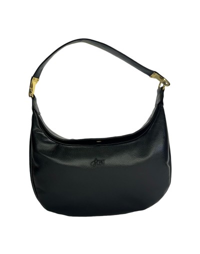 Bolso de cuero media luna negro