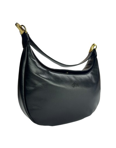 Bolso de cuero media luna negro