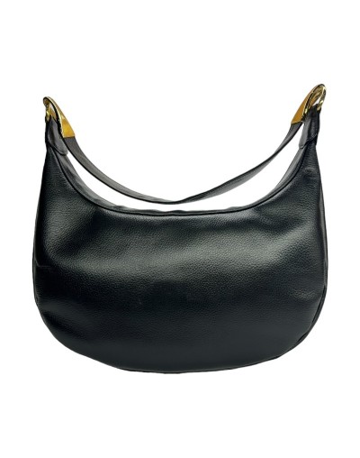 Bolso de cuero media luna negro