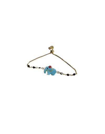 Brazalete en rodio diseño elefante azul