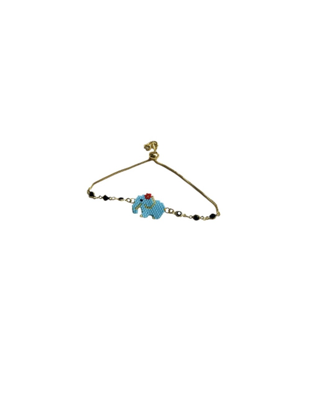 Brazalete en rodio diseño elefante azul