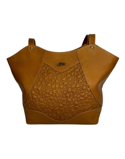 Bolso de cuero camel para dama