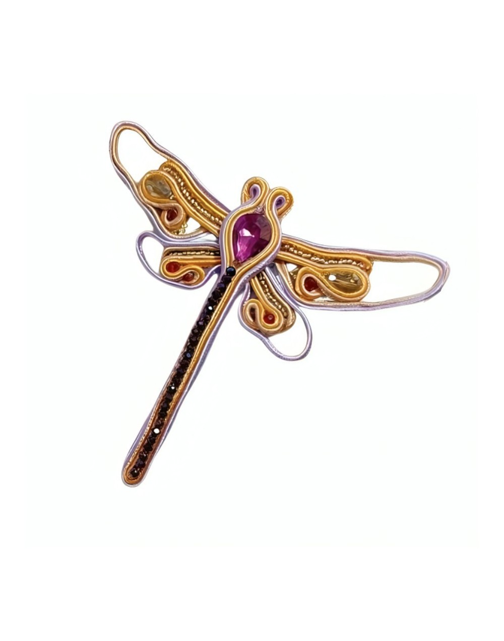 Prendedor soutache libélula