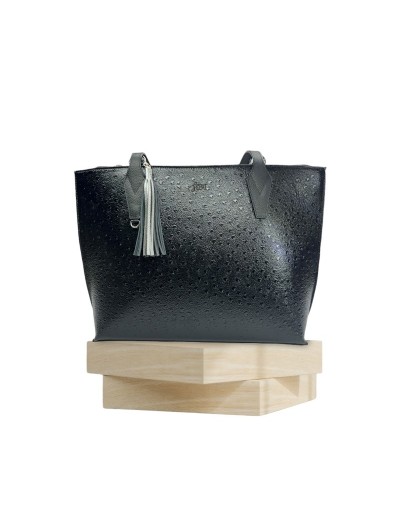 Bolso folia de cuero negro