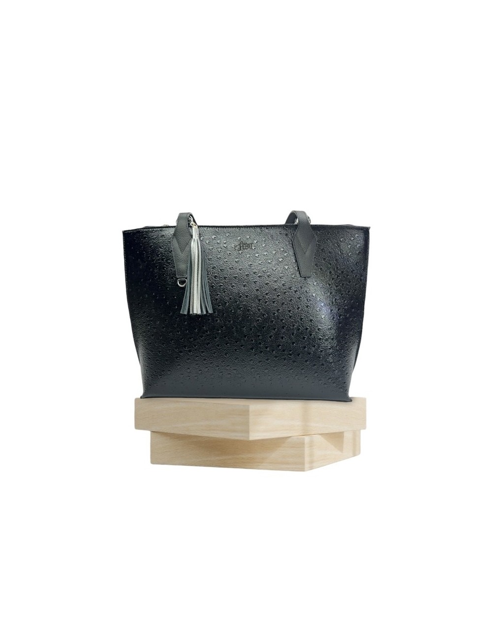 Bolso folia de cuero negro