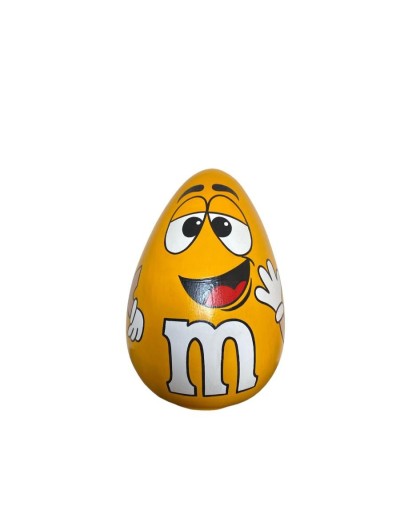 Alcancia tipo huevo m&m grande amarilla