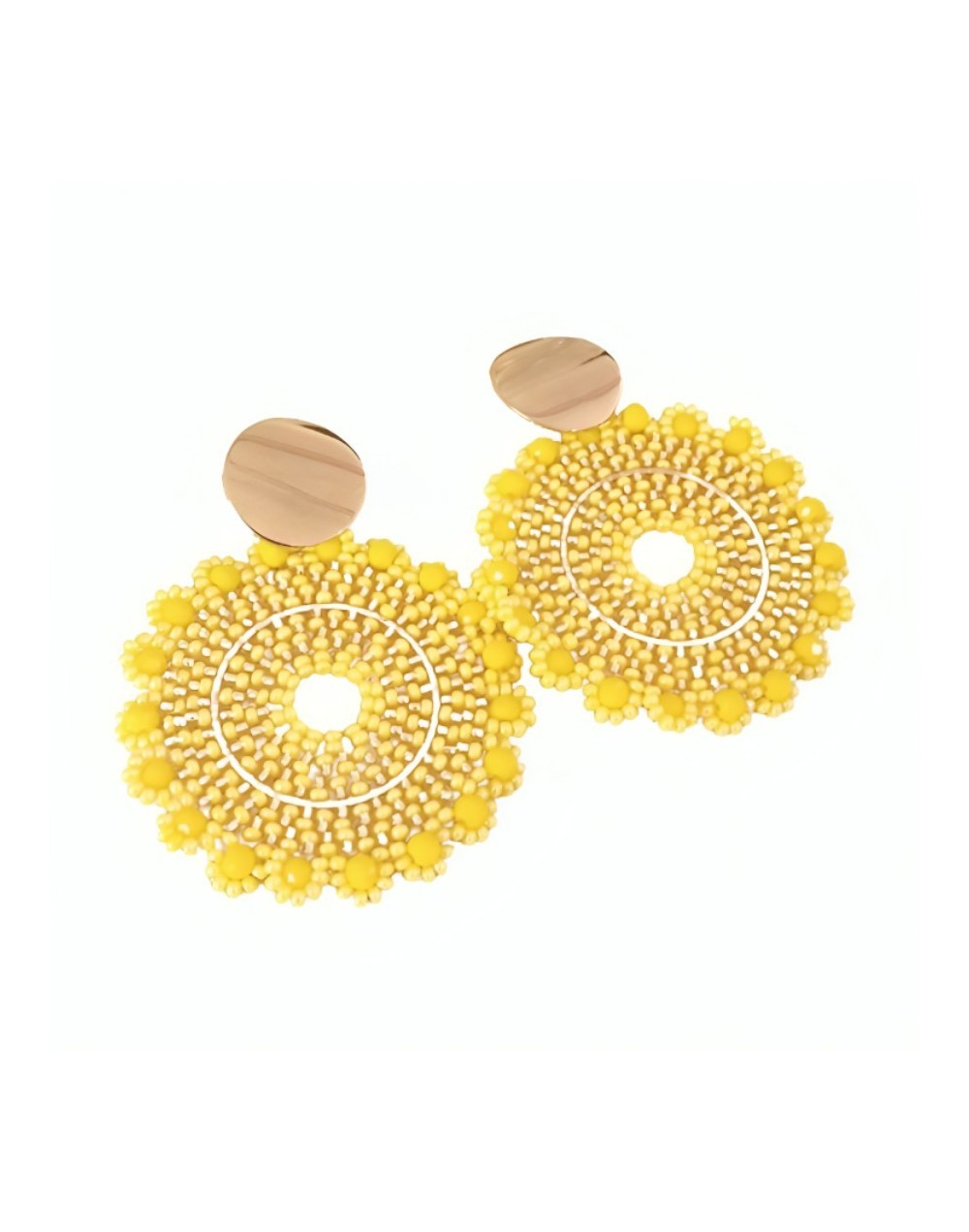 Aretes mostacilla flores amarillas.