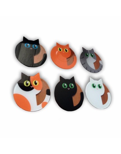 Juego de portavasos gatosx6