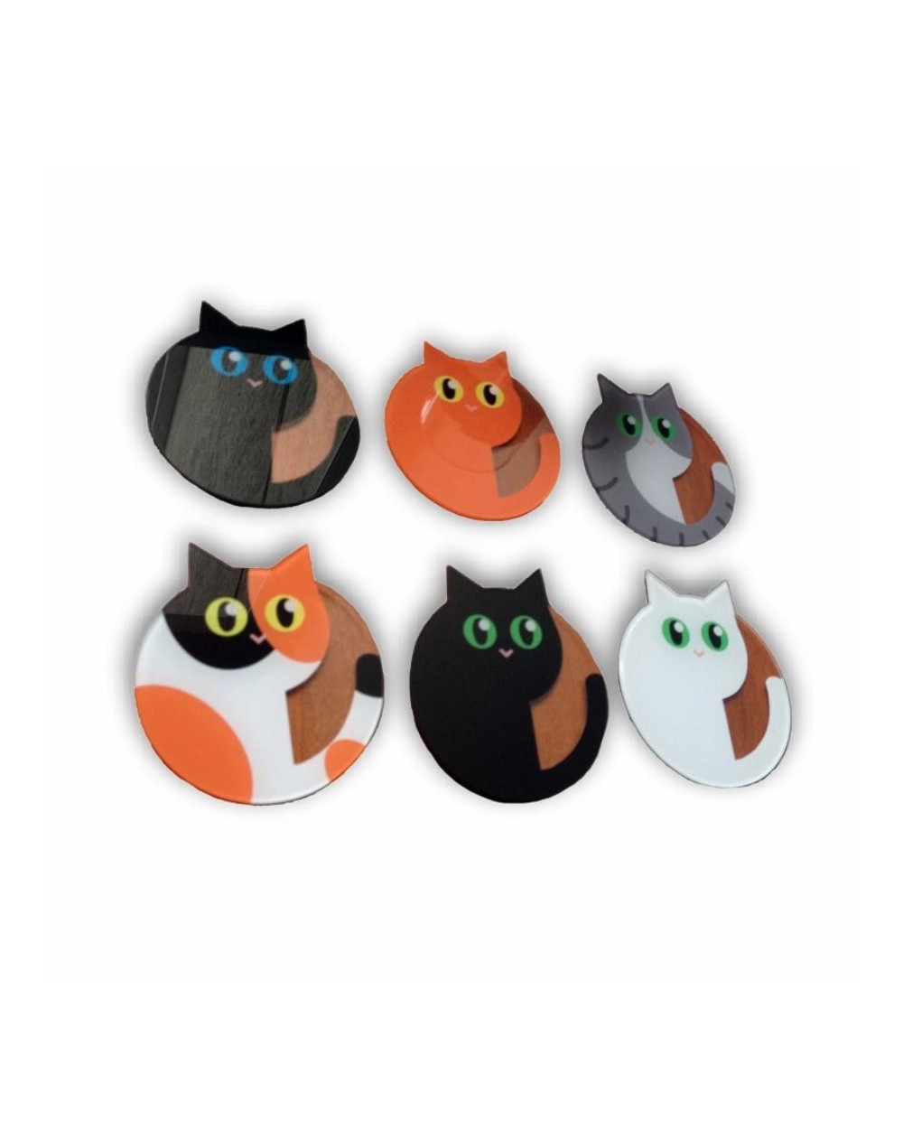 Juego de portavasos gatosx6