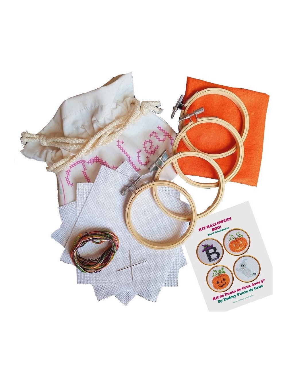 Kit Punto de Cruz - Halloween BOO! - Aro 3 pulgadas