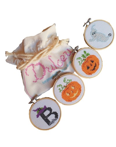 Kit Punto de Cruz - Halloween BOO! - Aro 3 pulgadas