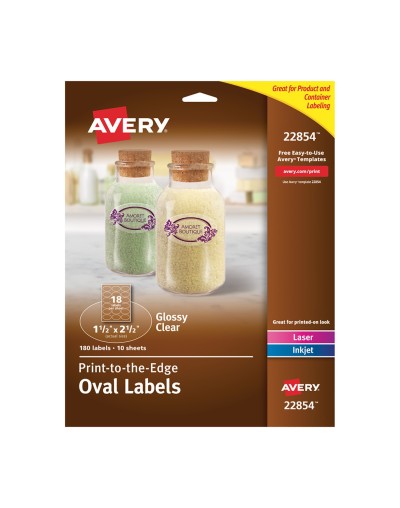 Avery® Etiquetas transparentes ovaladas brillantes 22854