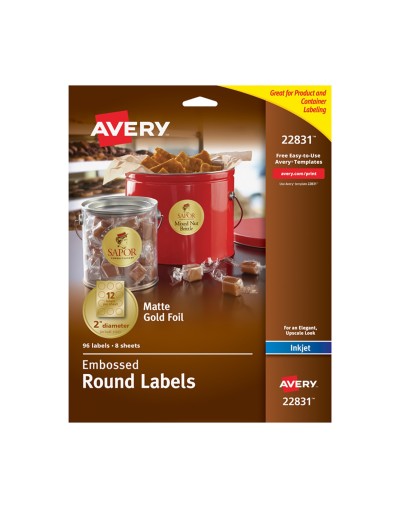 Avery® Etiquetas Redondas doradas con relieve 22831