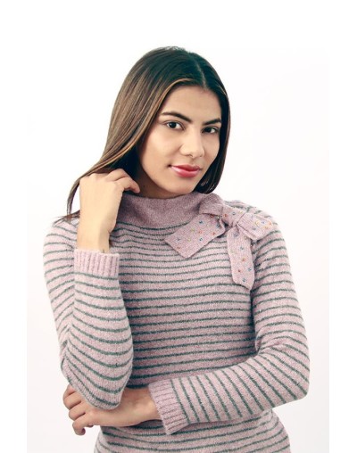 SACO DAMA A RAYAS HECHO EN LANA CON EFECTO BRUSHED