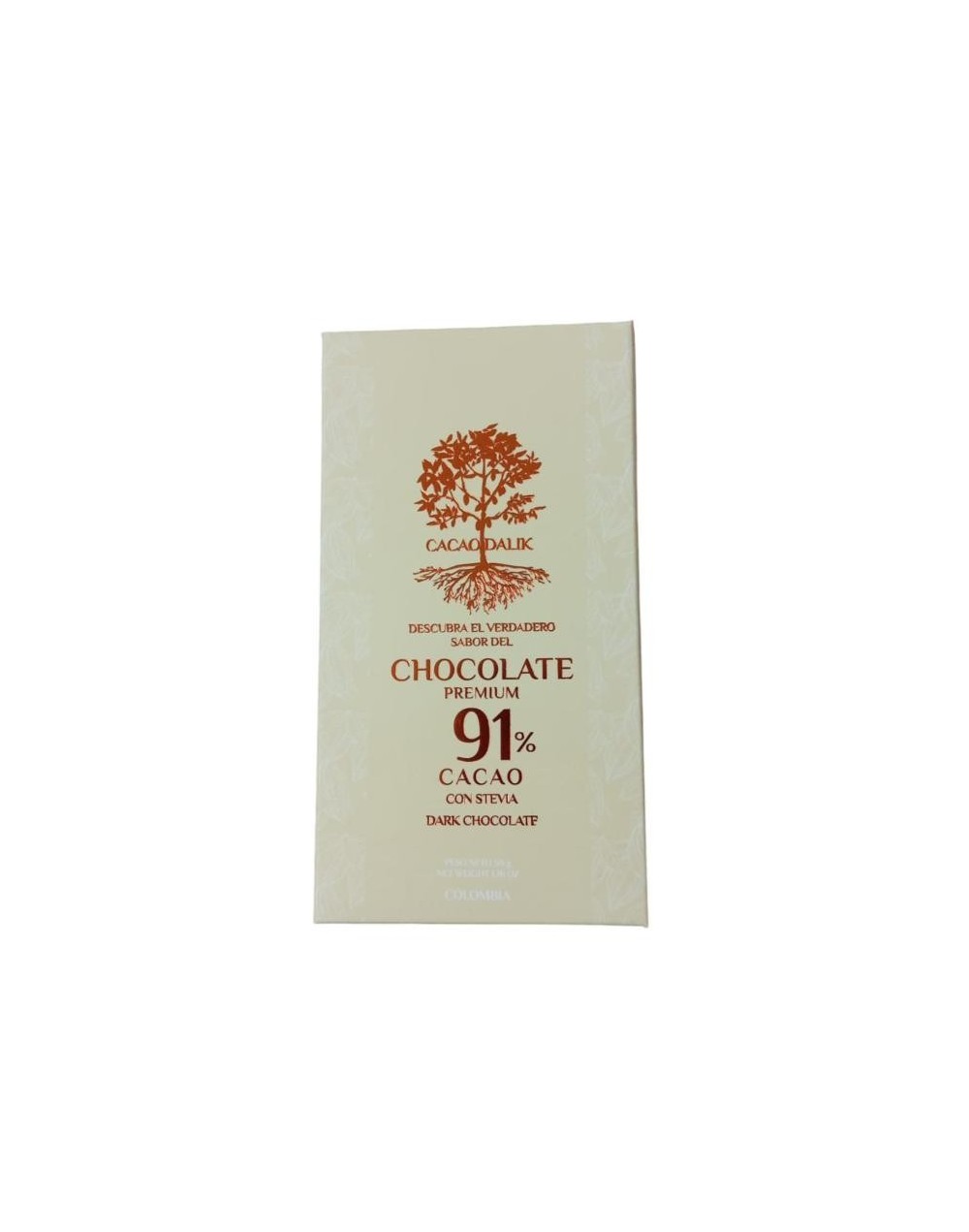 Barra de chocolate dalik 91% cacao con stevia - 50g