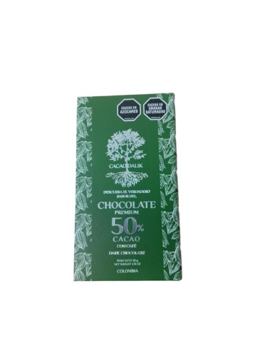 Barra de chocolate dalik 50% cacao-con cafe