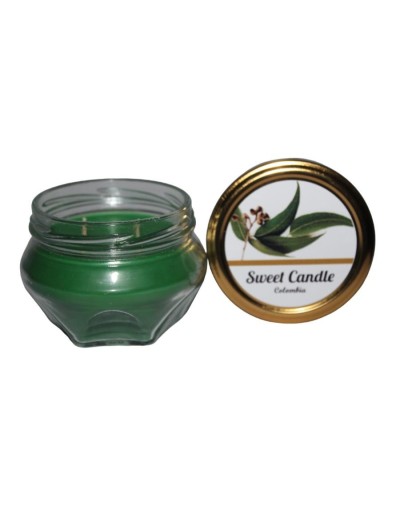 Velas aromaticas hexagonales verdes aroma eucalipto
