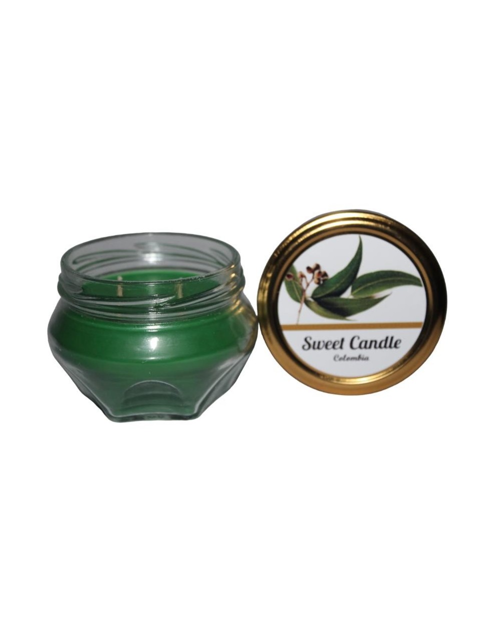Velas aromaticas hexagonales verdes aroma eucalipto
