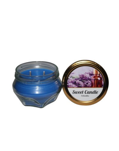 Velas aromaticas hexagonales azules aroma lavanda