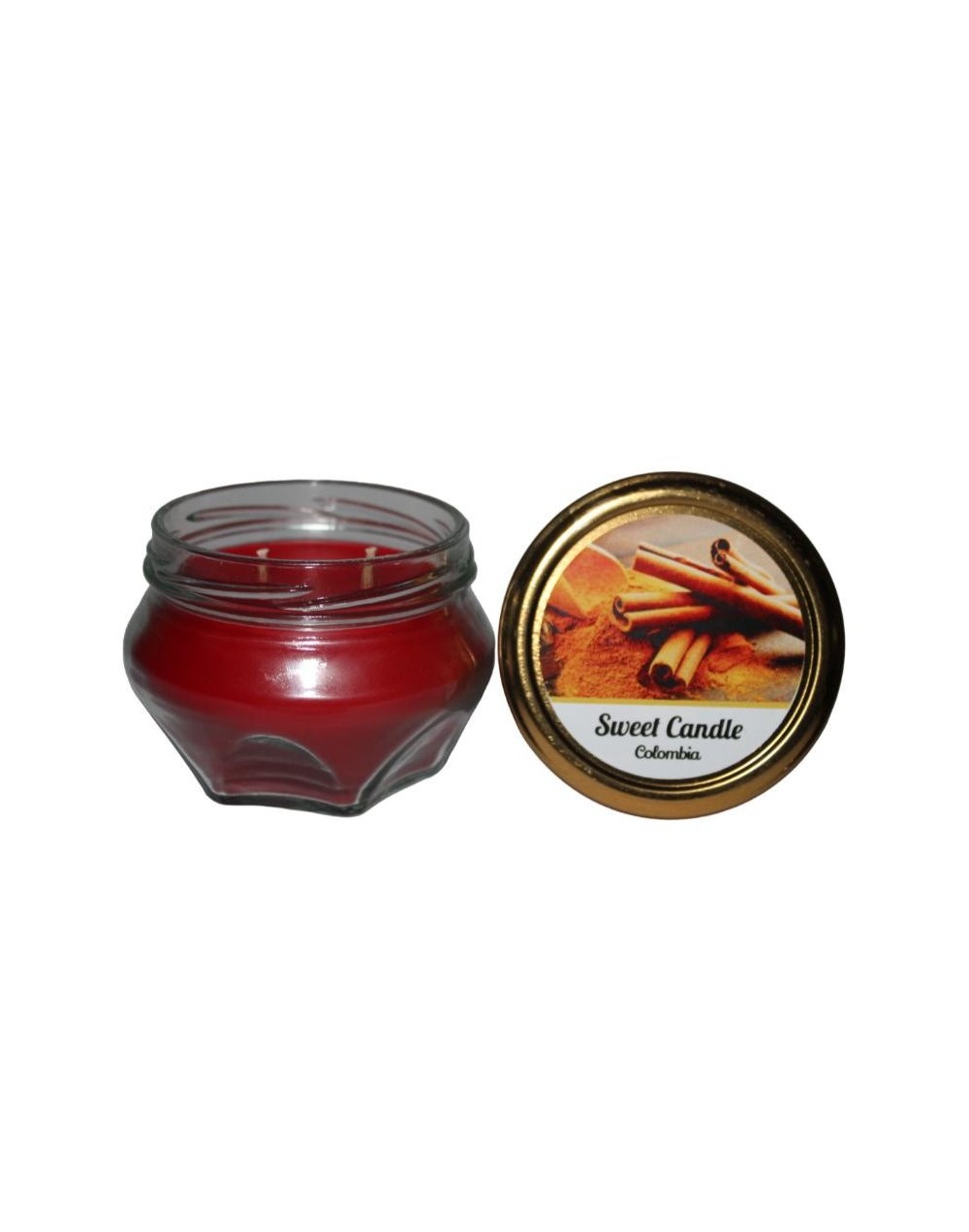Velas aromatizantes hexagonales roja aroma canela