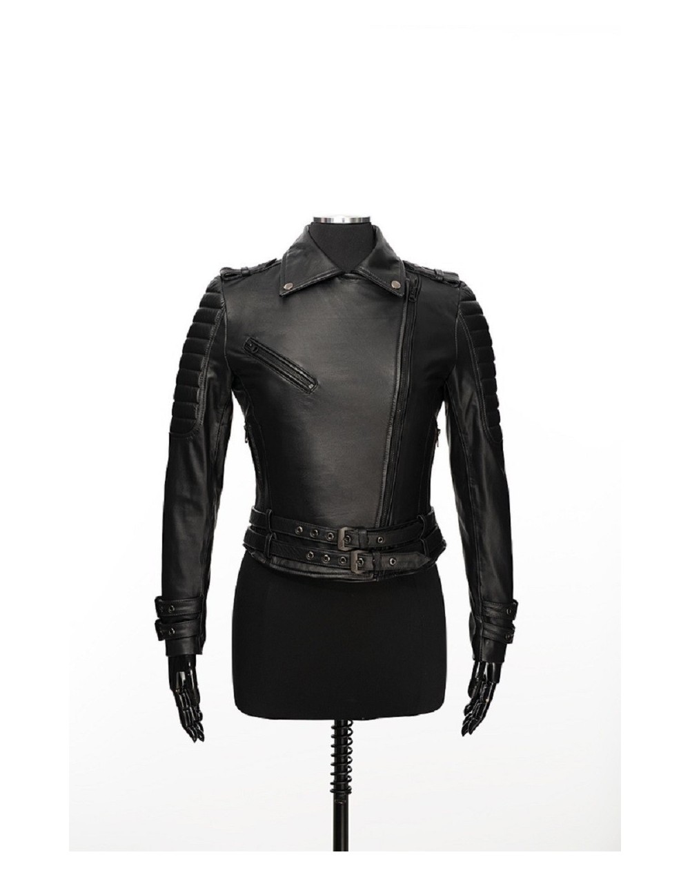 chaqueta  en cuero negra scarlet negra la chaqueteria